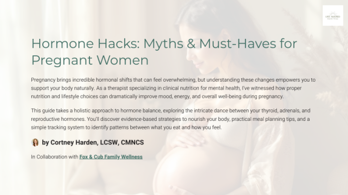 Hormone Hacks: Myths & Must-Haves for Pregnant Women By Cortney Harden, LCSW, CMNCS - Digital Download